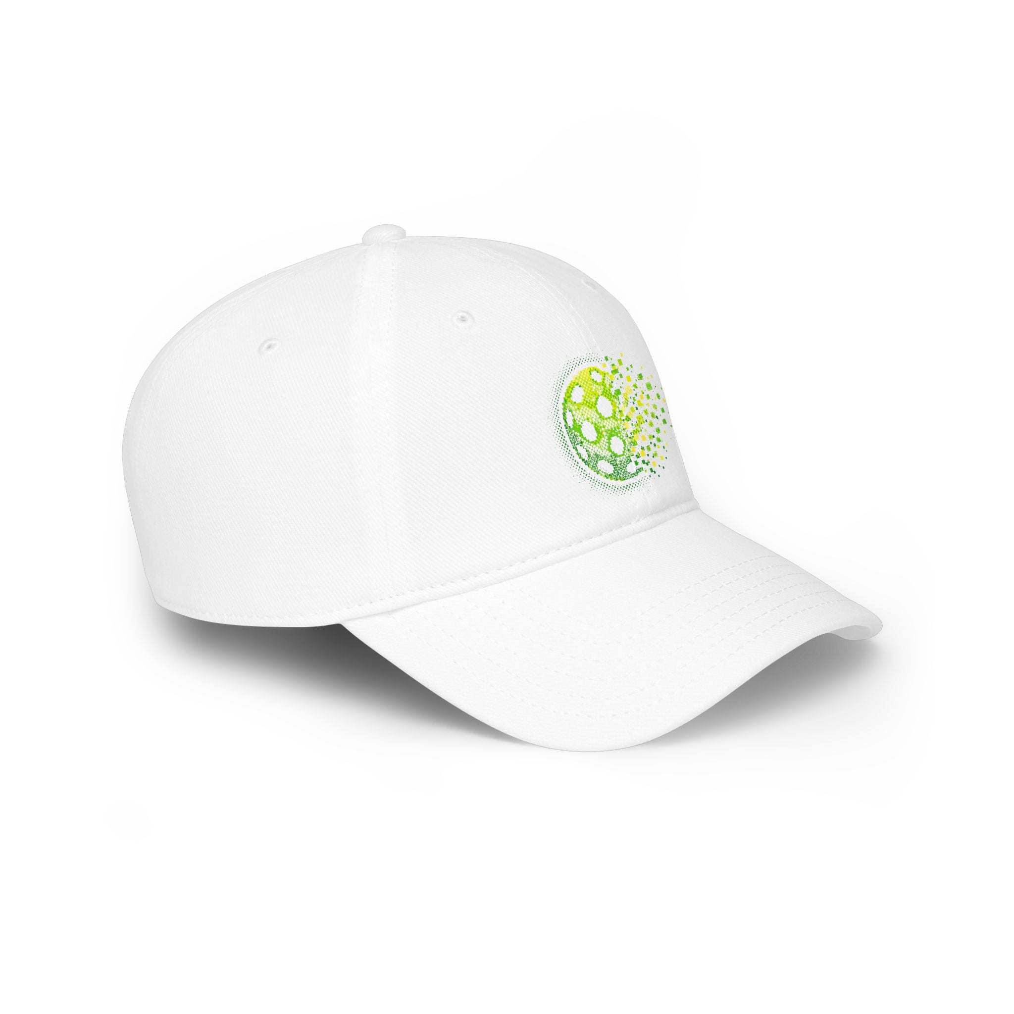 Neon green Matrix Burst Pickleball Cap by Printify, low profile cotton baseball hat with curved brim and adjustable strap.