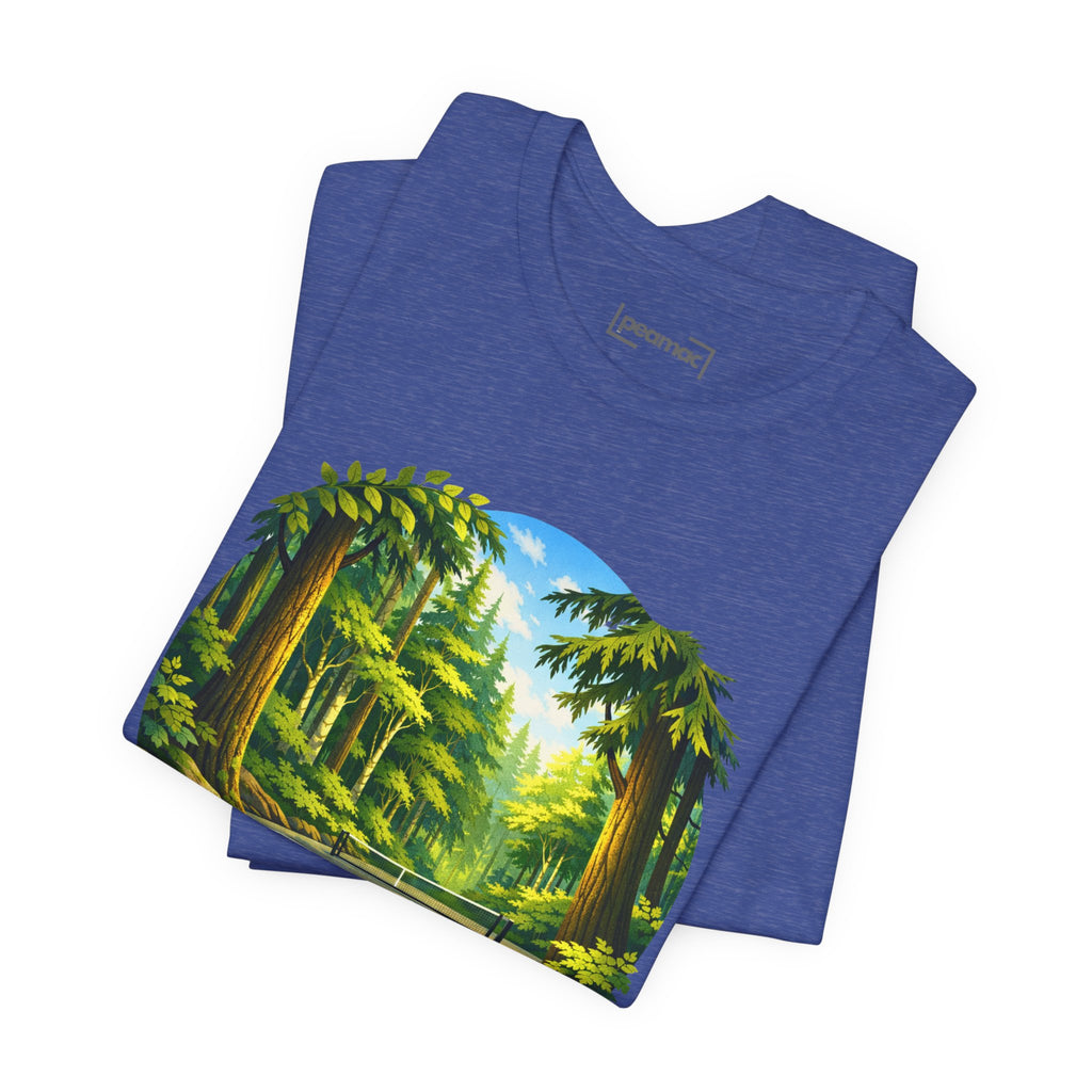 Unisex Hidden Forest Pickleball T-Shirt featuring Bainbridge Island tribute design, printed by Printify.