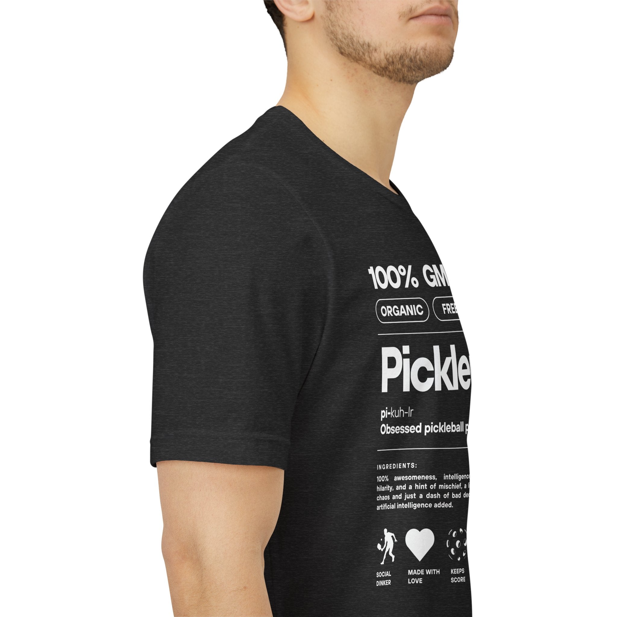 Men's Pickler Funny Definitions T-Shirt with white text, lightweight activewear, perfect for pickleball enthusiasts, by Printify.