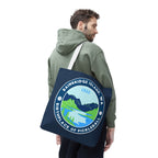 Large Bainbridge Island WA pickleball tote bag by Printify, designed for pickleball gear storage, featuring bold print and durable fabric.