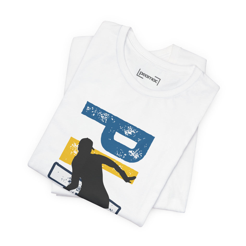 Women's retro-inspired pickleball T-shirt with vertical 'PICKLEBALL' back print, casual athletic style from Printify.