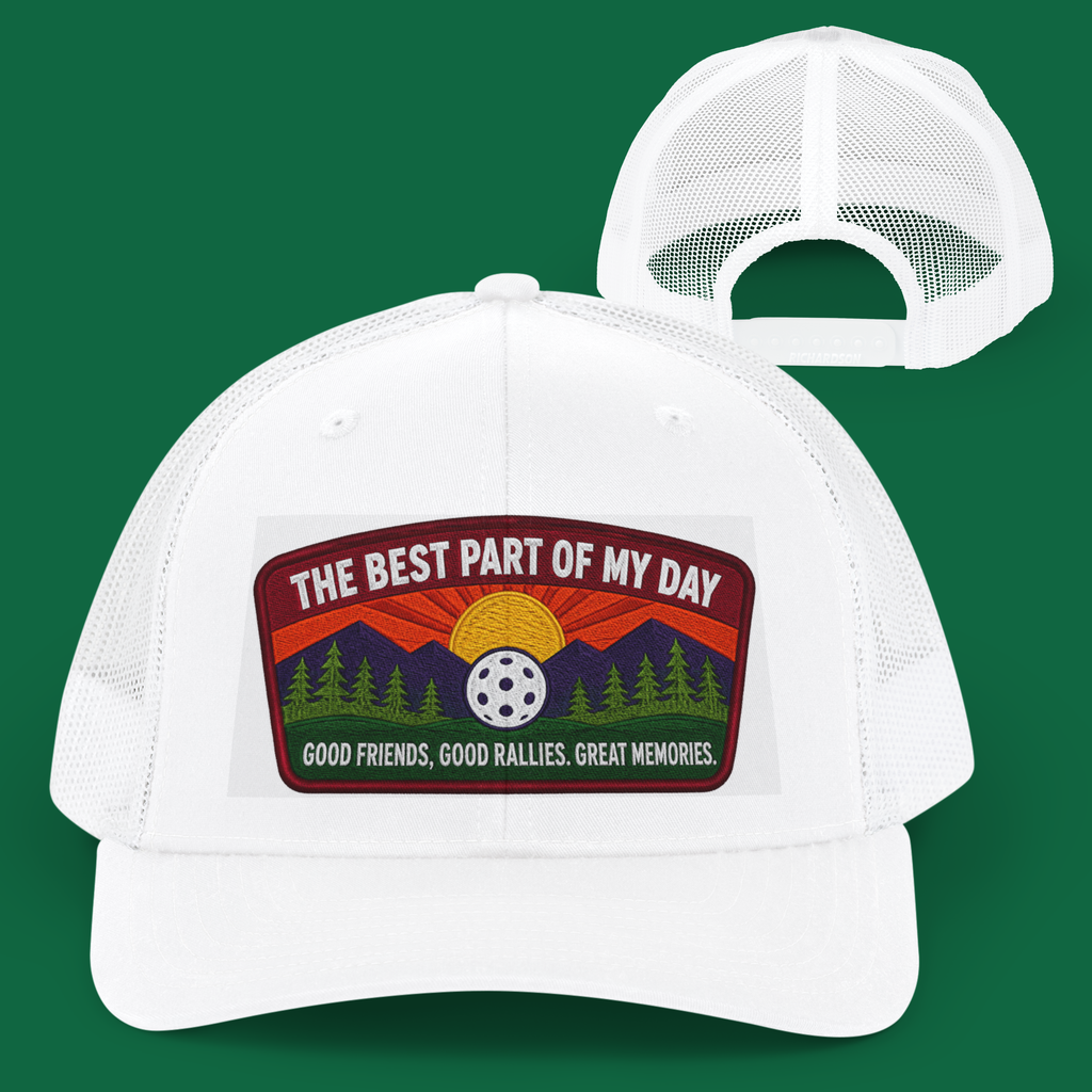 Embroidered Pickleball Trucker Cap — “The Best Part of My Day” Retro Outdoor Patch