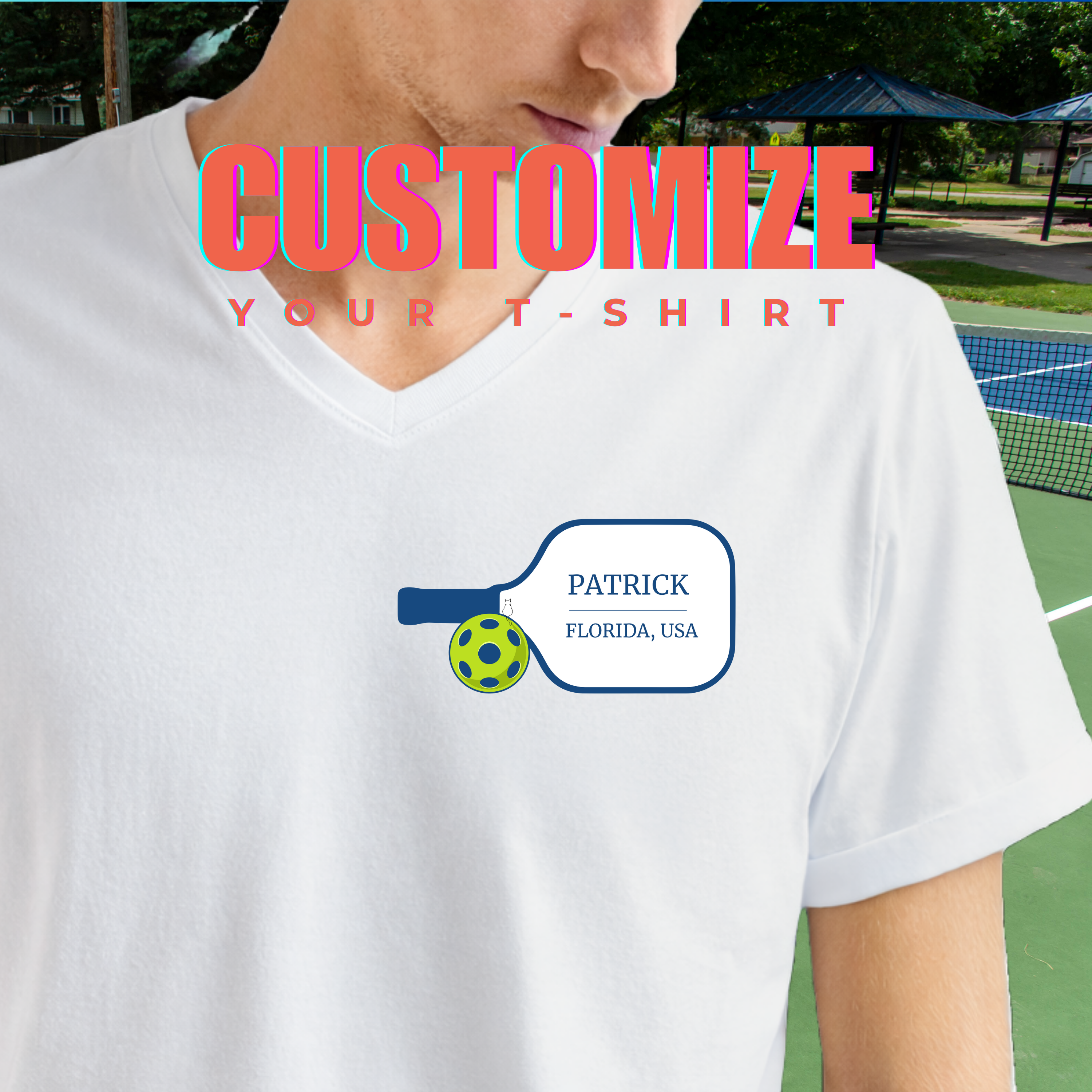 Personalized Pickleball Paddle T-Shirt | Custom Name & Club on Paddle | Soft & Comfy Unisex Tee | Great for Travel