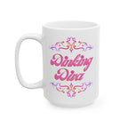Dinking Diva Pickleball Mug - Pink Filigree Ceramic Coffee Cup - 11oz and 15oz - Image 3 - PeaMacTees