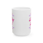 Dinking Diva Pickleball Mug - Pink Filigree Ceramic Coffee Cup - 11oz and 15oz - Image 5 - PeaMacTees