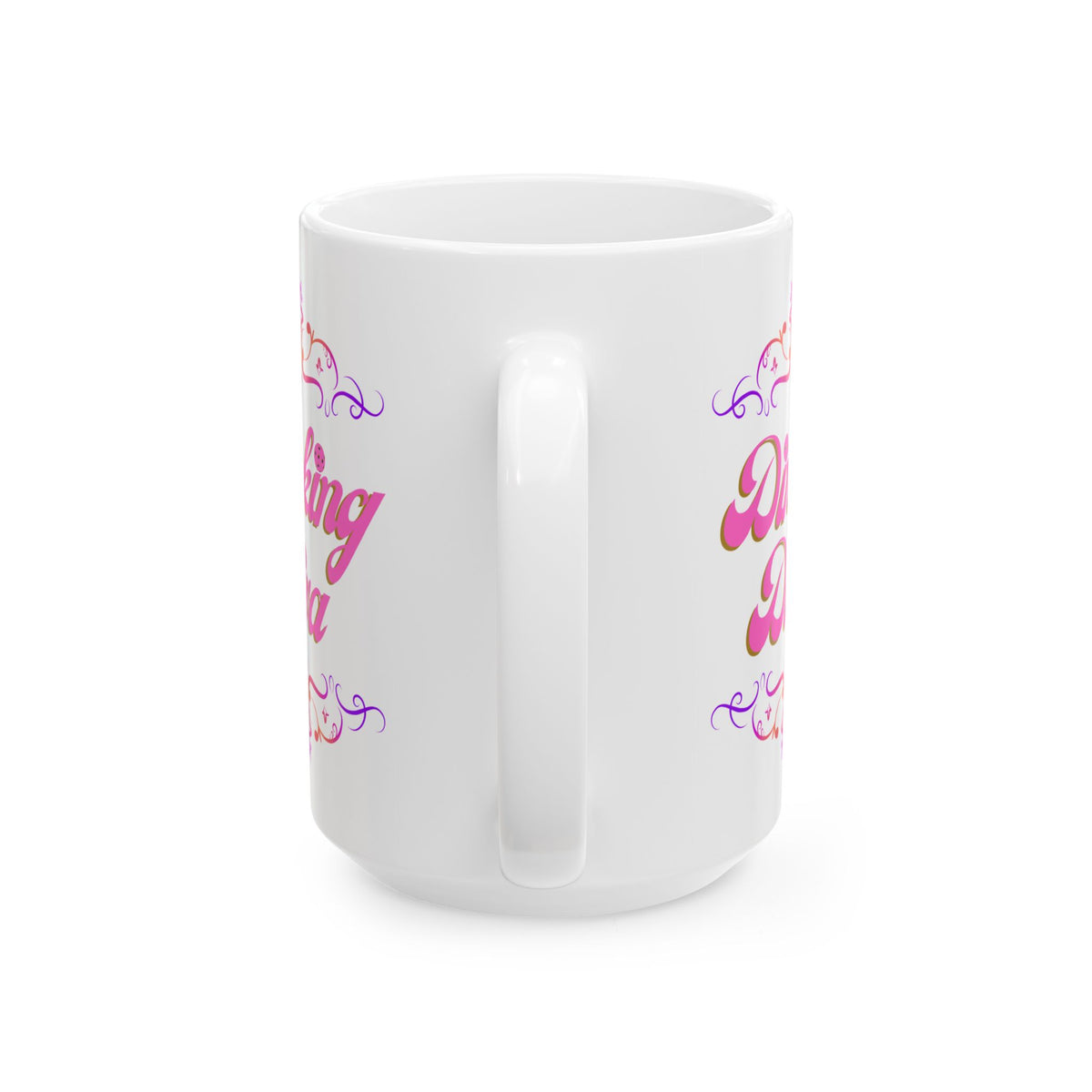 Dinking Diva Pickleball Mug - Pink Filigree Ceramic Coffee Cup - 11oz and 15oz - Image 6 - PeaMacTees