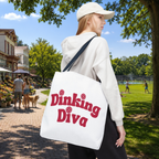 Pickleball Dinking Diva Large Tote for Gear, 18x18 roomy sustainable tote bag - lifestyle photo with park backdrop - PeaMacTees