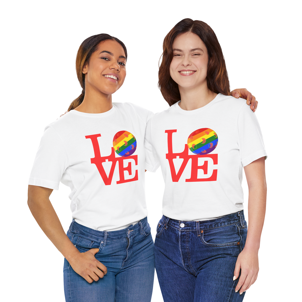 LOVE Pickleball Pride Tee - Rainbow LGBTQ2 Tr-Blend T-Shirt