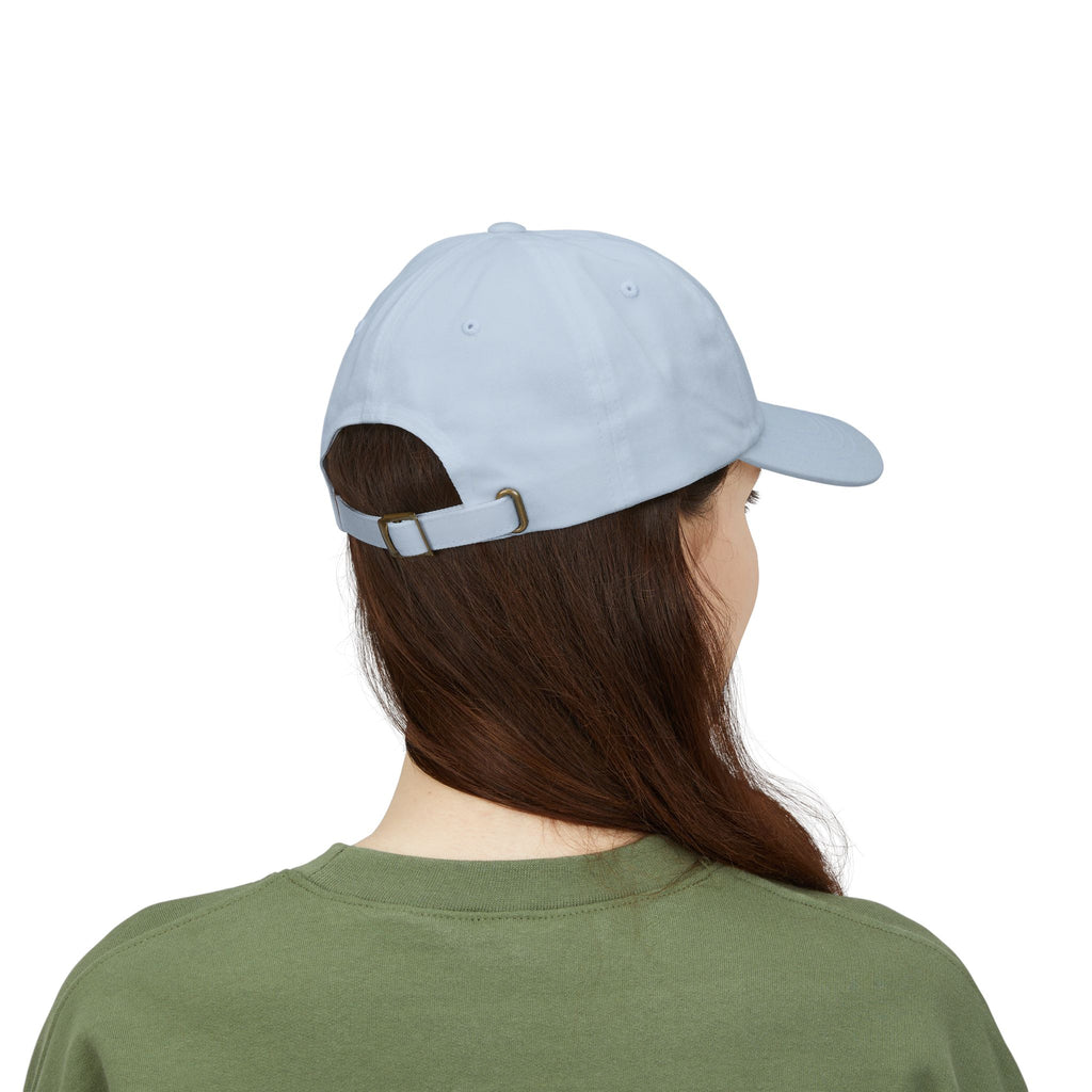 Embroidered Dinking Diva Pickleball Baseball Cap, Leather and Brass Closure - Light Blue - Model back - PeaMacTees