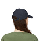 Embroidered Dinking Diva Pickleball Baseball Cap, Leather and Brass Closure - Navy - Model back - PeaMacTees