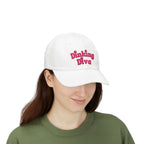 Embroidered Dinking Diva Pickleball Baseball Cap, Leather and Brass Closure - White - Model - PeaMacTees