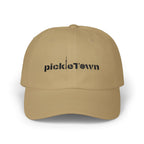 Embroidered PickleTOwn (Toronto) Classic Baseball Hat - 5 Colours Cap - Adjustable Brass Buckle - Khaki - Front - PeaMacTees