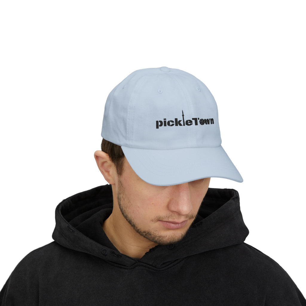 Embroidered PickleTOwn (Toronto) Classic Baseball Hat - 5 Colours Cap - Adjustable Brass Buckle - Light Blue - Model male - PeaMacTees