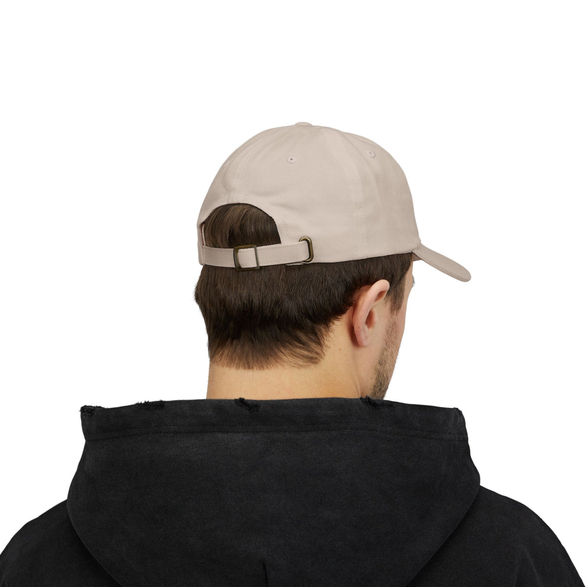 Embroidered PickleTOwn (Toronto) Classic Baseball Hat - 5 Colours Cap - Adjustable Brass Buckle - Stone - Model back male - PeaMacTees