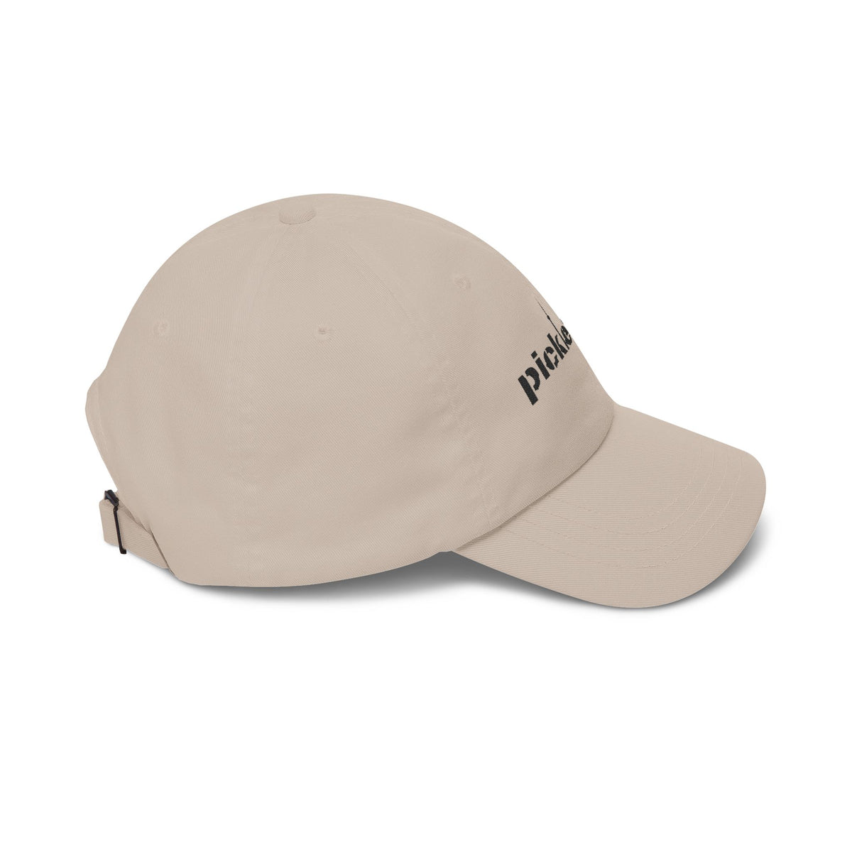 Embroidered PickleTOwn (Toronto) Classic Baseball Hat - 5 Colours Cap - Adjustable Brass Buckle - Stone - Side - PeaMacTees