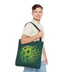 Green Matrix Burst Large Pickleball Tote Bag 18" x 18" - Retro Exploding Design - Black handle - Front 4 - PeaMacTees