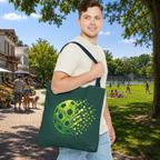 Green Matrix Burst Large Pickleball Tote Bag 18" x 18" - Retro Exploding Design - Black handle - Lifestyle - PeaMacTees