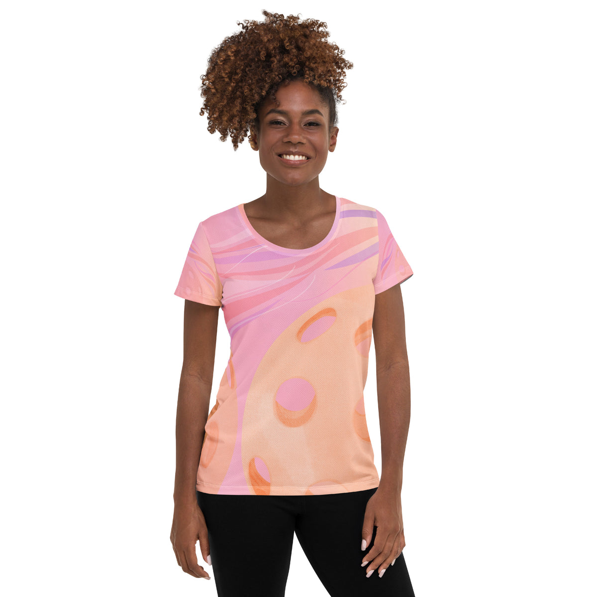July Sunset Pickleball - UPF 50+ Protection Women's Athletic T-Shirt - Front - PeaMacTees