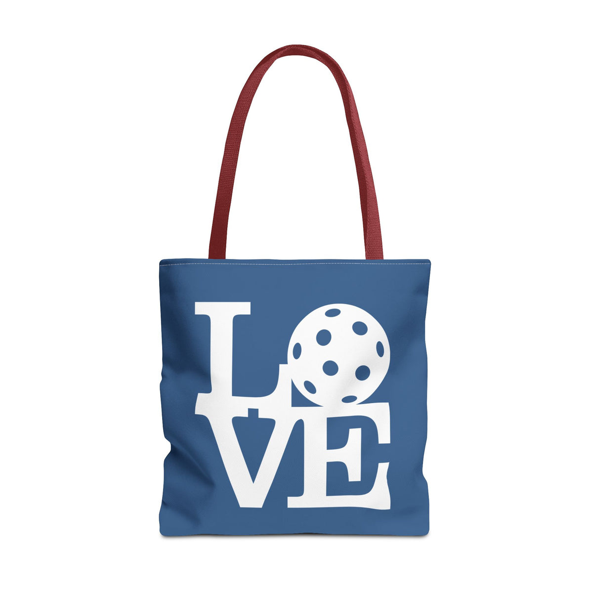 LOVE Pickleball Large Tote Bag 18"X18" - River Blue carryall - Red handle - Front 2 - PeaMacTees