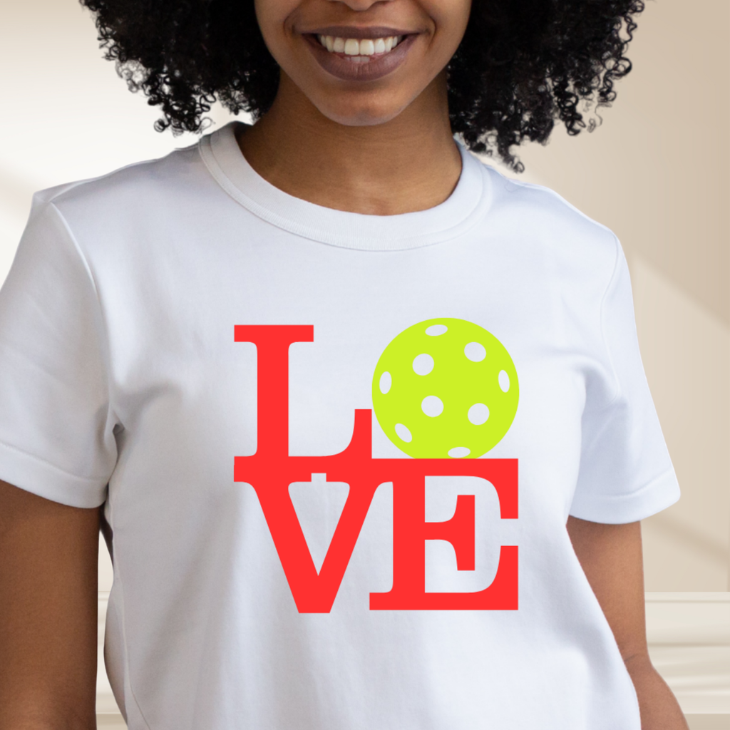 LOVE Pickleball Tee — Neon Pop Art Premium T-Shirt