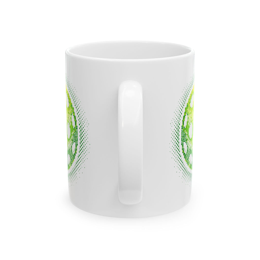 Matrix Burst Green Pickleball Ceramic Mug — Retro Exploding Pickleball Design (11oz & 15oz) - Image 5 - PeaMacTees