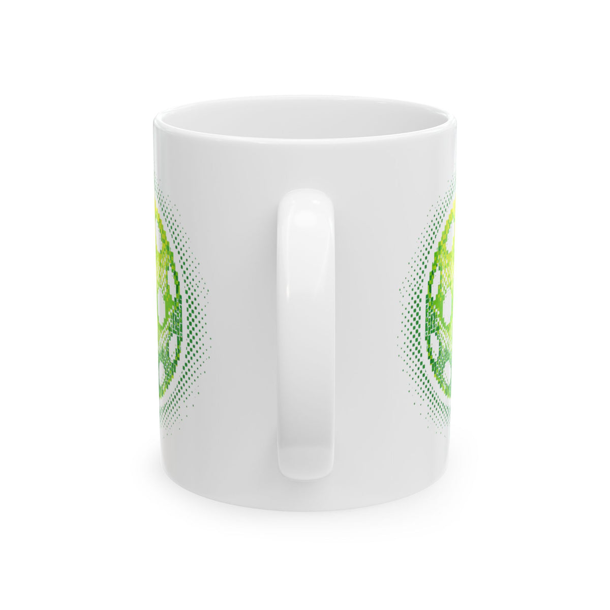 Matrix Burst Green Pickleball Ceramic Mug — Retro Exploding Pickleball Design (11oz & 15oz) - Image 5 - PeaMacTees