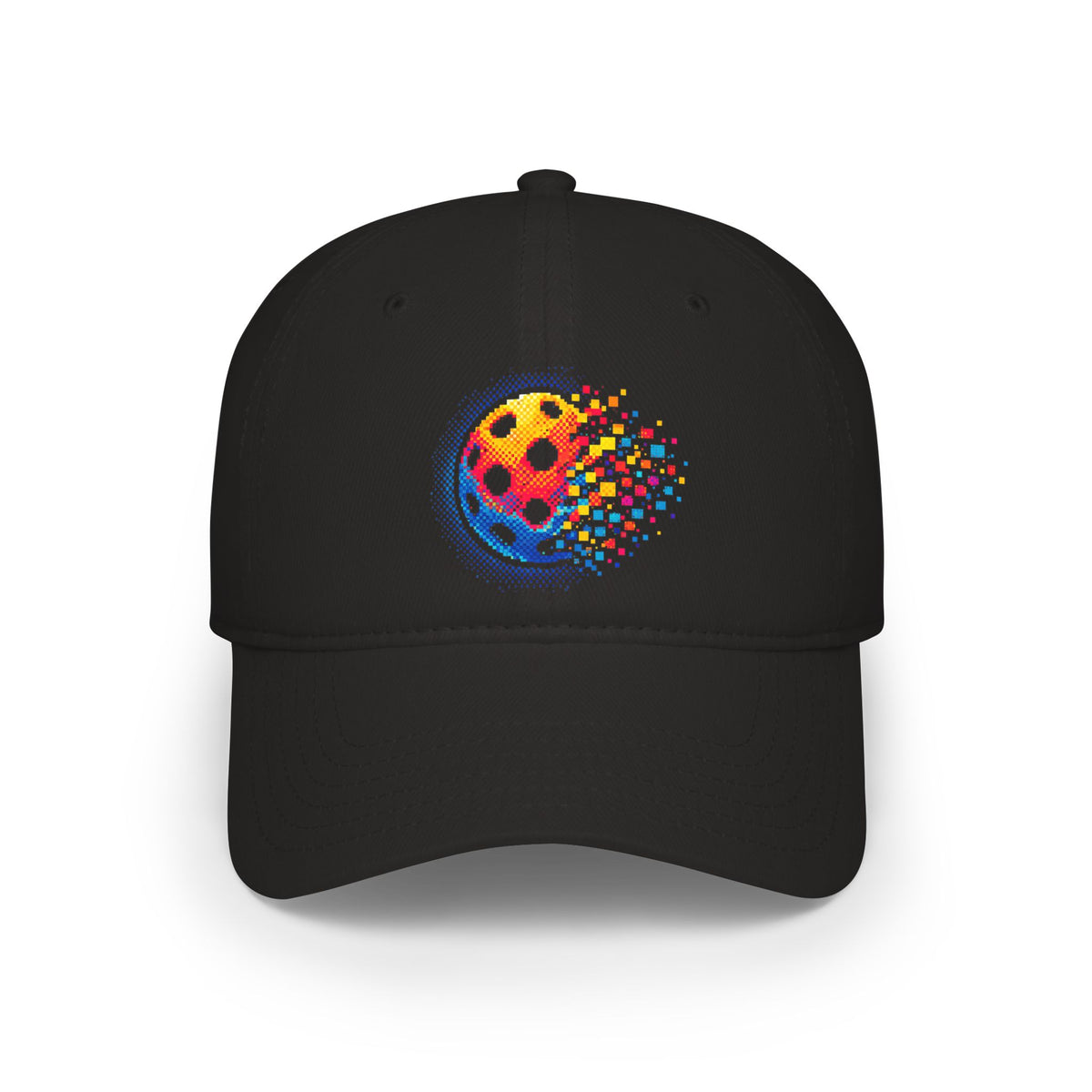 Matrix Burst Pickleball Baseball Cap - Black - Front - PeaMacTees