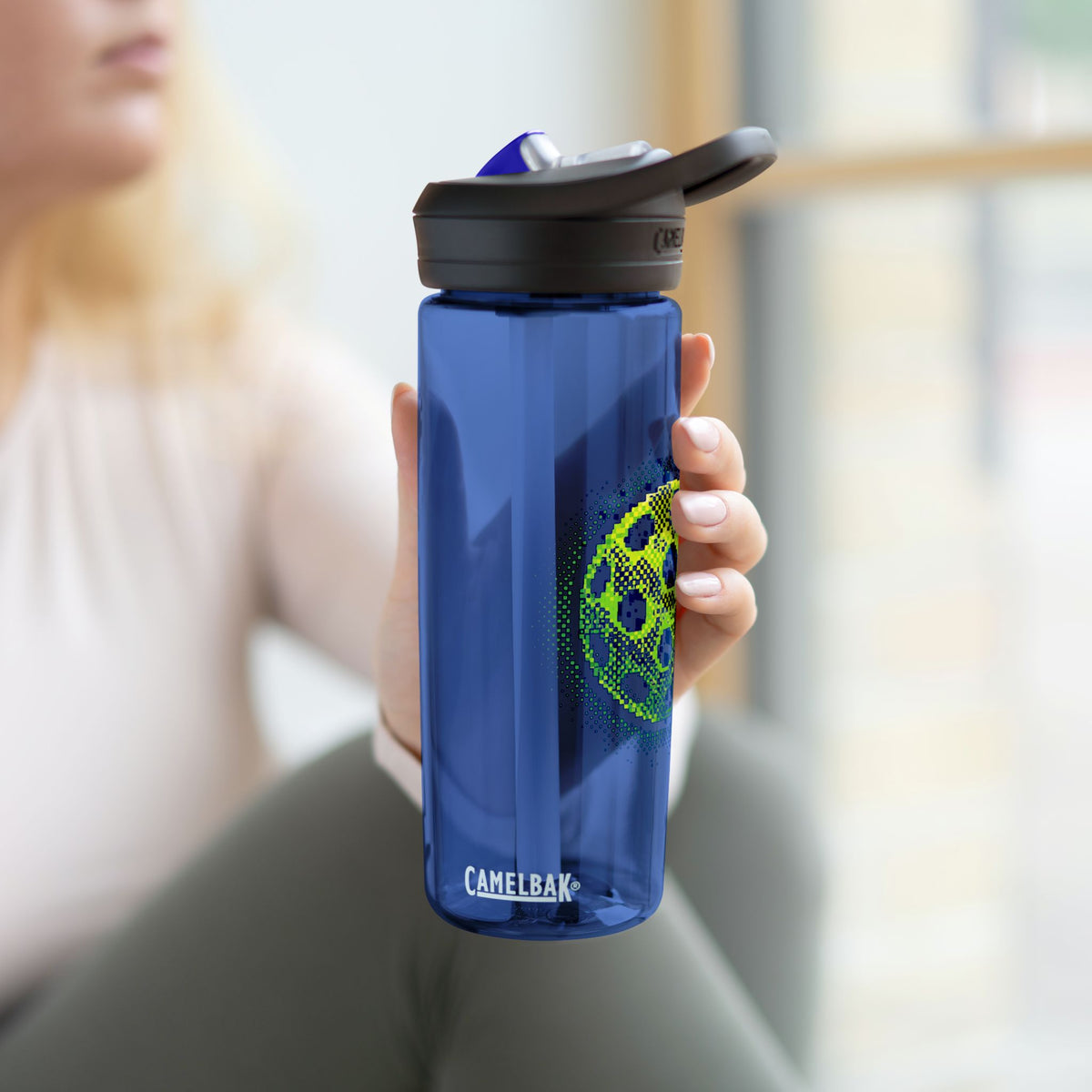 Matrix Burst Pickleball CamelBak Eddy Water Bottle — 20oz & 25oz Neon Green Sports Bottle - Oxford Blue - Model - PeaMacTees