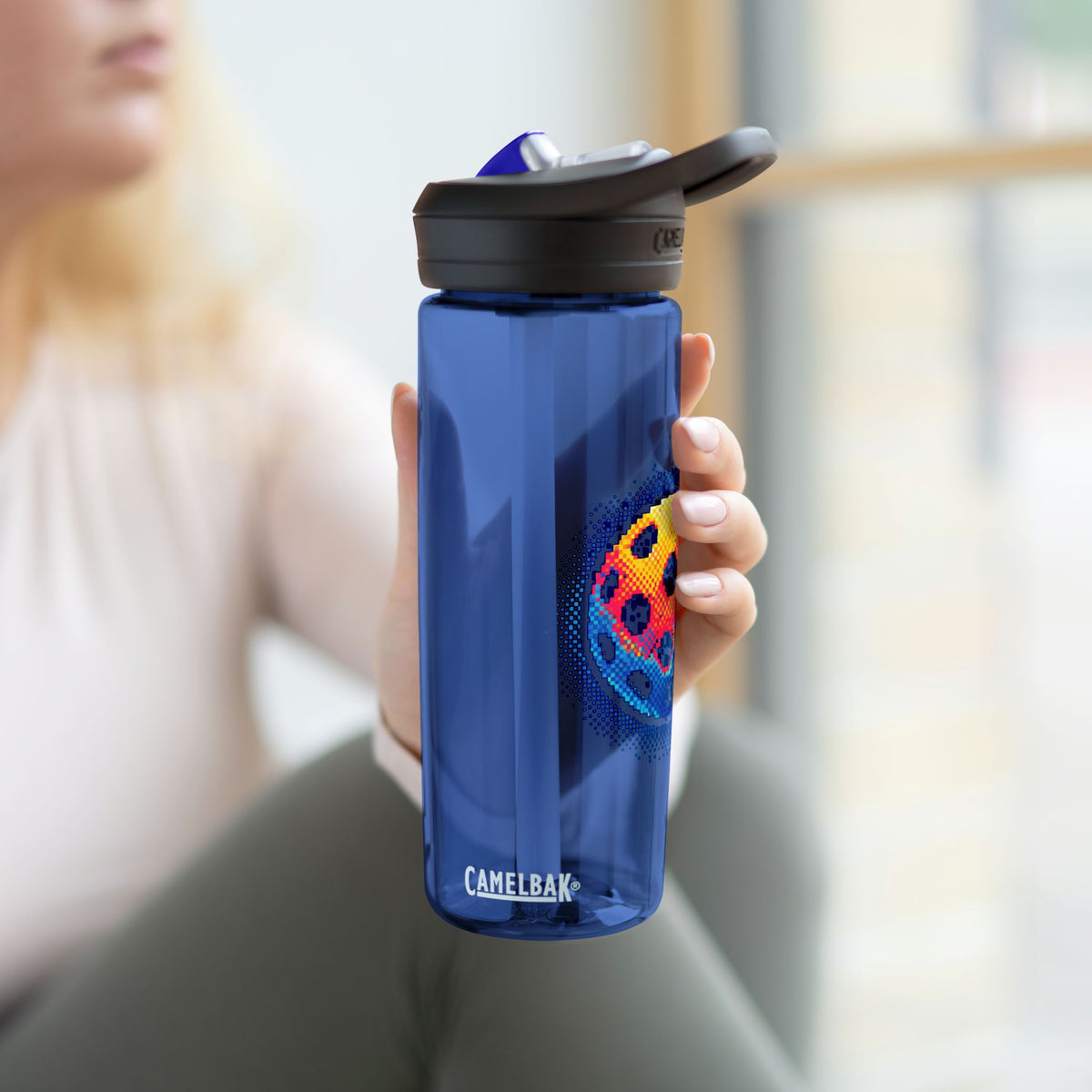 Matrix Burst Pickleball CamelBak Eddy Water Bottle — 20oz and 25oz Sports Bottles - Oxford Blue - Model - PeaMacTees