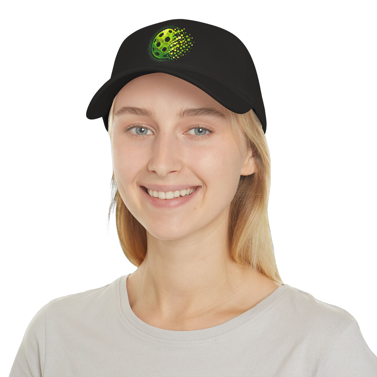 Matrix Burst Pickleball Cap Neon Green — Low Profile Cotton Baseball Hat - Black - Model 2 - PeaMacTees