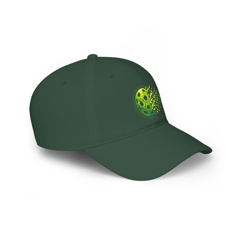 Matrix Burst Pickleball Cap Neon Green — Low Profile Cotton Baseball Hat - Dark Green - Side 2 - PeaMacTees