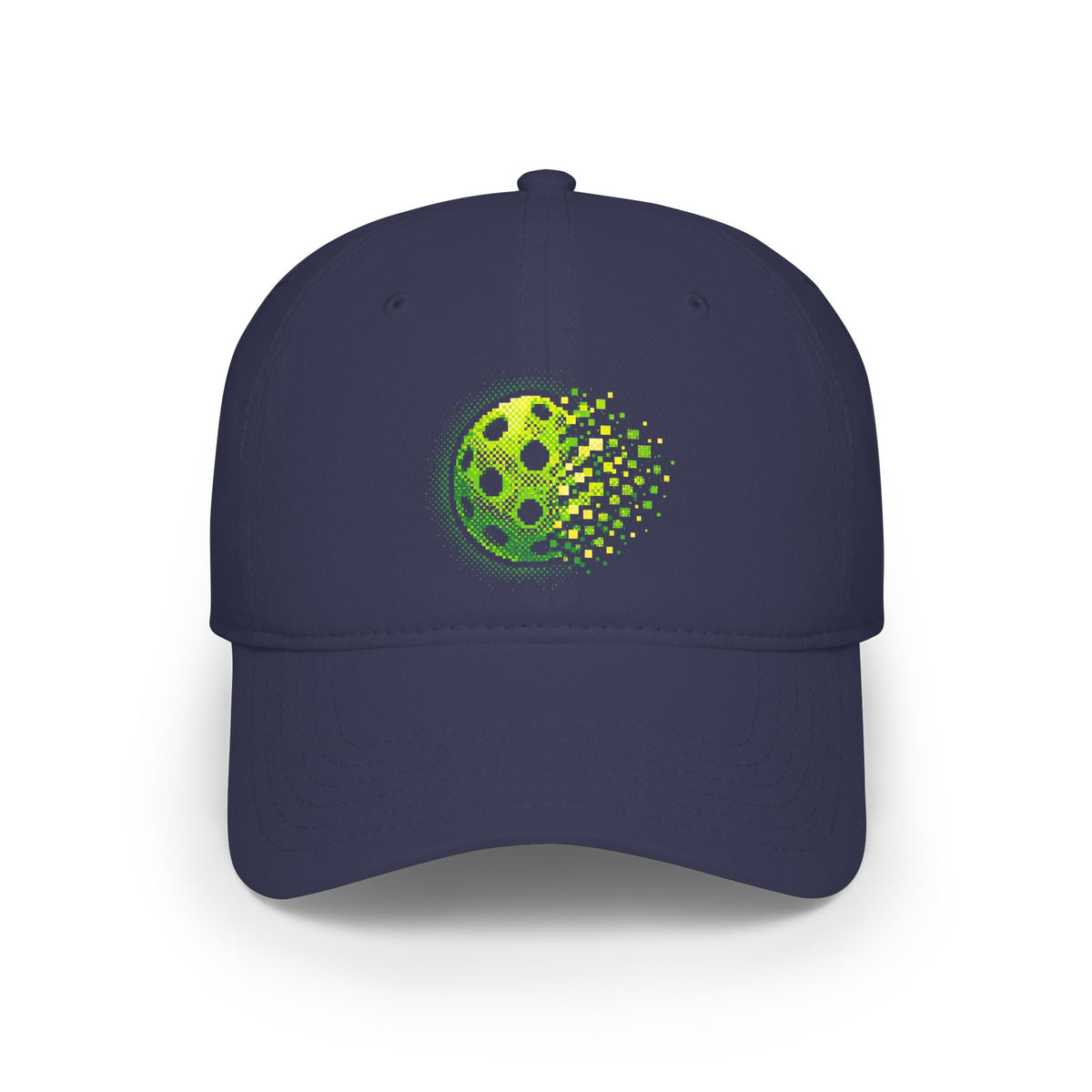 Matrix Burst Pickleball Cap Neon Green — Low Profile Cotton Baseball Hat - Dark Navy - Front - PeaMacTees