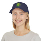Matrix Burst Pickleball Cap Neon Green — Low Profile Cotton Baseball Hat - Dark Navy - Model 2 - PeaMacTees