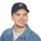 Matrix Burst Pickleball Cap Neon Green — Low Profile Cotton Baseball Hat - Dark Navy - Model - PeaMacTees
