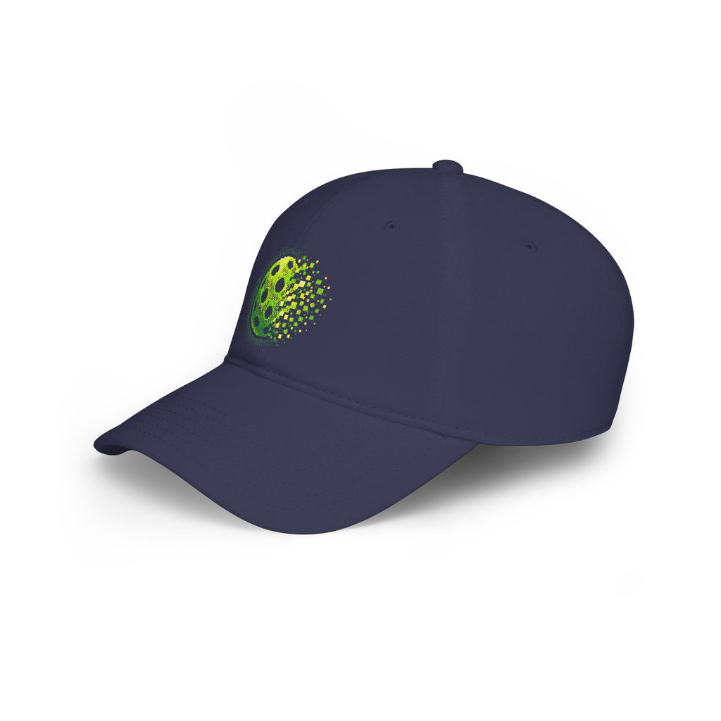 Matrix Burst Pickleball Cap Neon Green — Low Profile Cotton Baseball Hat - Dark Navy - Side - PeaMacTees