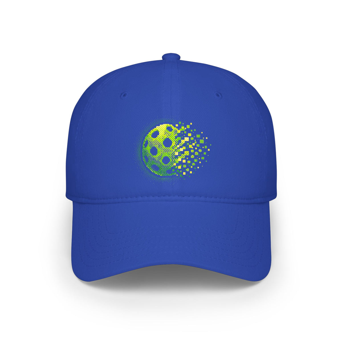 Matrix Burst Pickleball Cap Neon Green — Low Profile Cotton Baseball Hat - Royal - Front - PeaMacTees