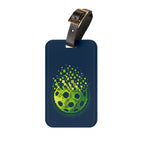 Matrix Burst Pickleball Court ID - Green & Blue - Luggage Tag with Leather Strap & Buckle - Image 5 - PeaMacTees