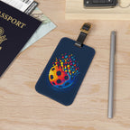 Matrix Burst Pickleball Court ID - Luggage Tag with Leather Strap & Buckle - Image 1 - PeaMacTees