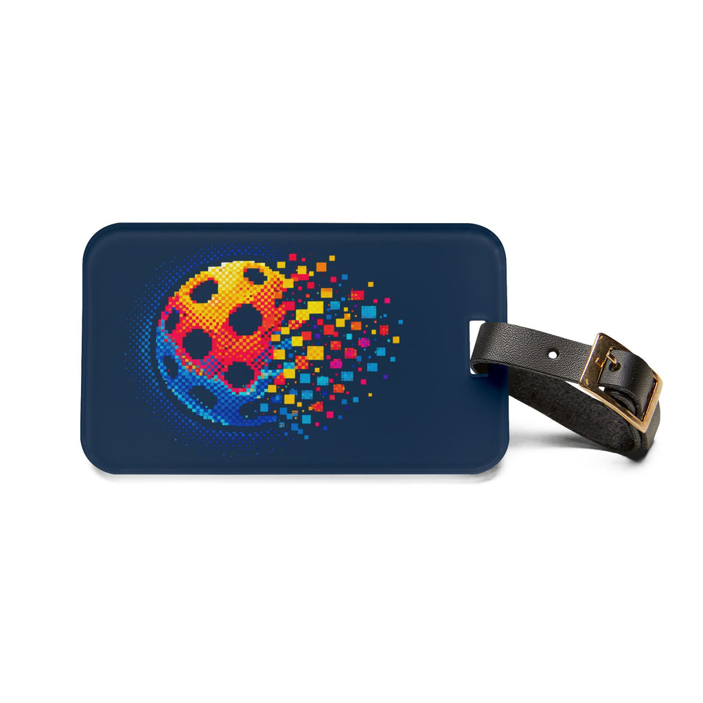 Matrix Burst Pickleball Court ID - Luggage Tag with Leather Strap & Buckle - Image 2 - PeaMacTees