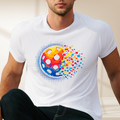 PeaMac Pickleball Tees Matrix Burst Pickleball T-Shirt with retro court graphic in classic style, casual athletic wear.
