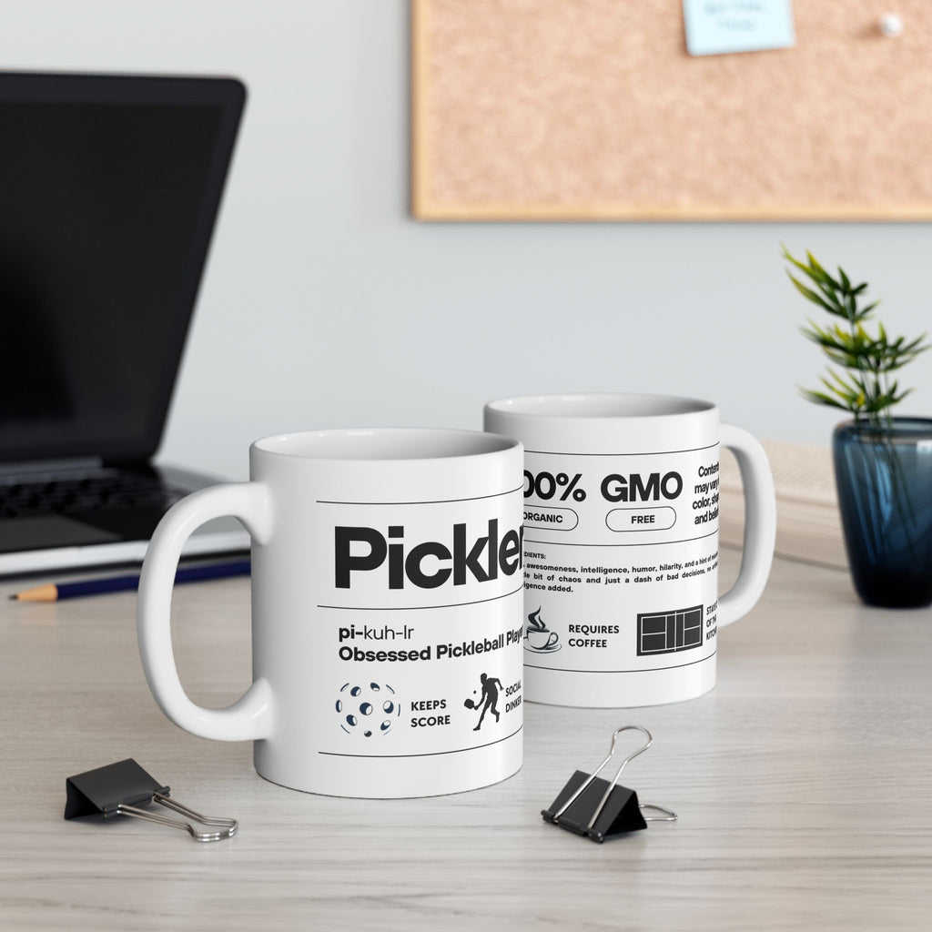 Men's Pickler Definition Coffee Mug - Funny Pickleball Gift - Ceramic Coffee Cup 11oz/15oz - Image 3 - PeaMacTees
