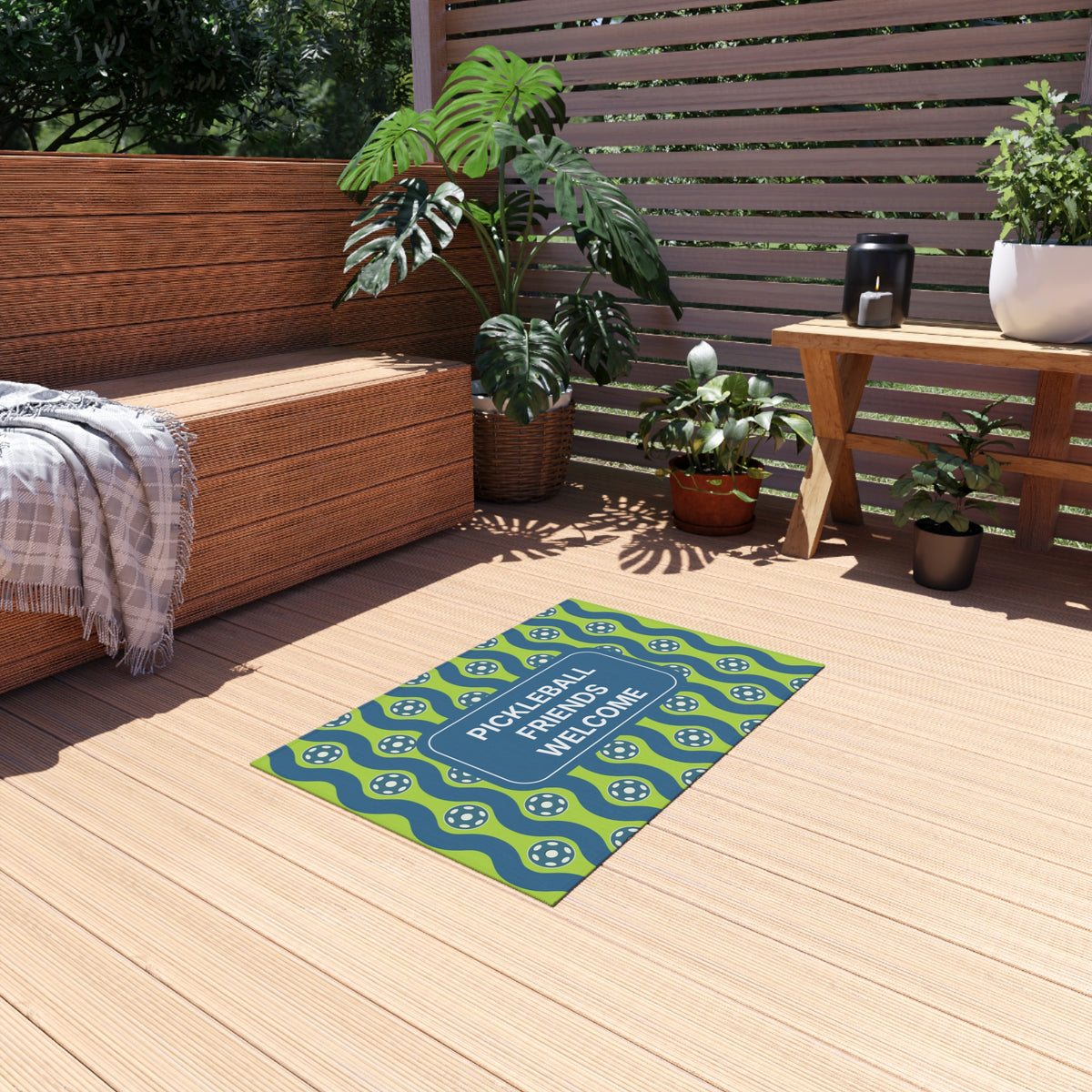 Personalized Pickleball Outdoor Rug - Custom Welcome Message or Name Doormat - 24x36 - PeaMacTees