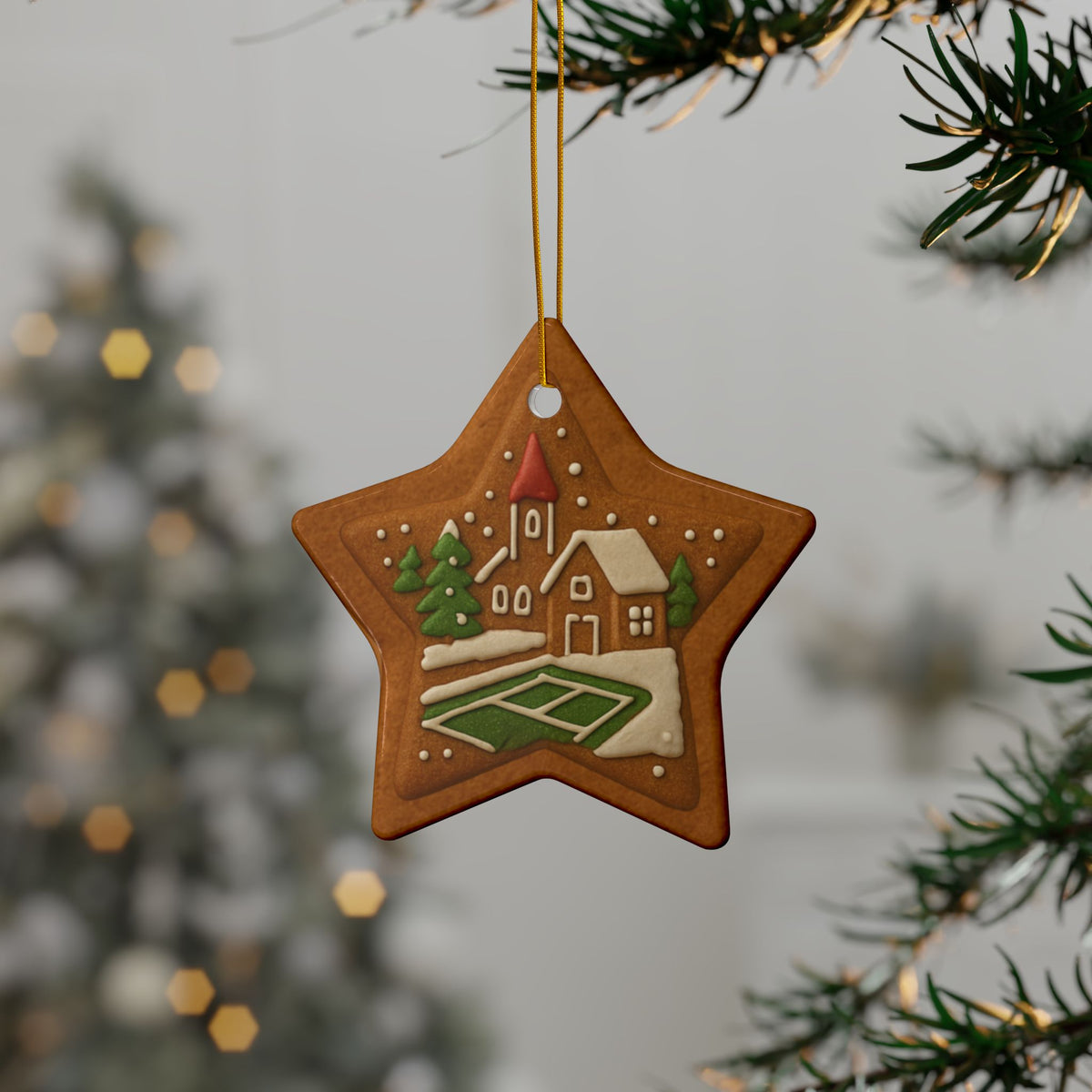 Pickleball Christmas Ornaments - Decorative Gingerbread Style - 4 Festive Holiday Decor Shapes - Image 1 - PeaMacTees