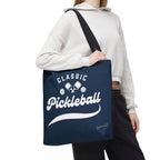 Pickleball Classic Large Navy Tote 18"X18" - Durable Shoulder Bag - Reusable Court and Travel Accessory - Black handle - Model 2 - PeaMacTees