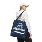 Pickleball Classic Large Navy Tote 18"X18" - Durable Shoulder Bag - Reusable Court and Travel Accessory - Black handle - Model - PeaMacTees
