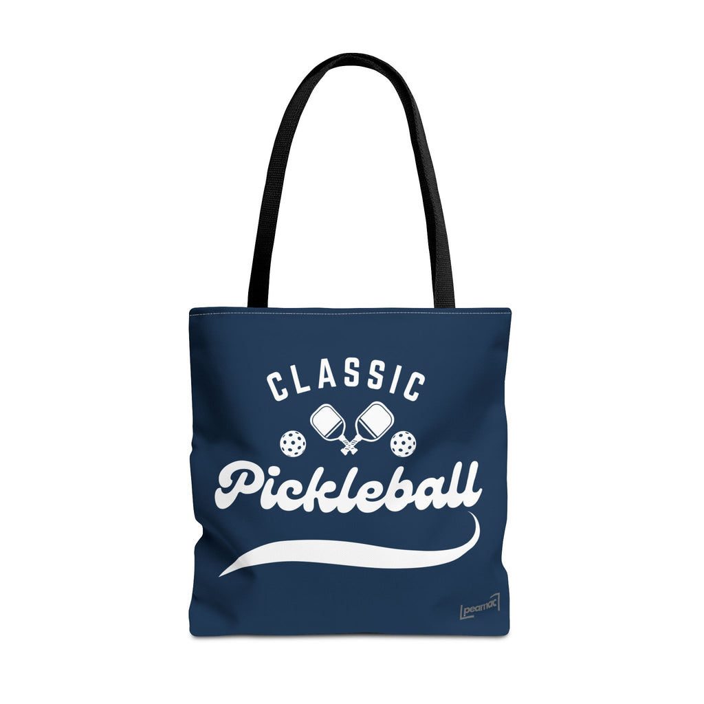Pickleball Classic Large Navy Tote 18"X18" - Durable Shoulder Bag - Reusable Court and Travel Accessory - Black handle - Product 2 - PeaMacTees