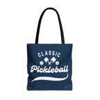 Pickleball Classic Large Navy Tote 18"X18" - Durable Shoulder Bag - Reusable Court and Travel Accessory - Black handle - Product 2 - PeaMacTees