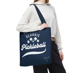 Pickleball Classic Large Navy Tote 18x18 - Durable Shoulder Bag - Reusable Court and Travel Accessory - Navy handle - Model 3 - PeaMacTees