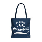 Pickleball Classic Large Navy Tote 18x18 - Durable Shoulder Bag - Reusable Court and Travel Accessory - Navy handle - Product - PeaMacTees