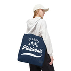 Pickleball Classic Large Navy Tote 18x18 - Durable Shoulder Bag - Reusable Court and Travel Accessory - White handle - Model 2 - PeaMacTees